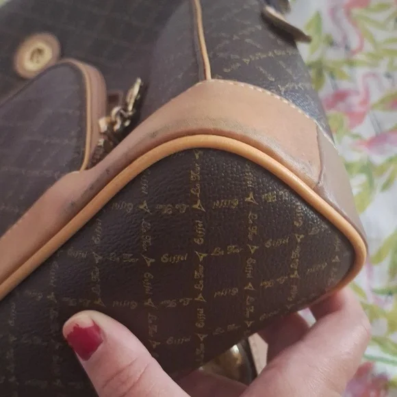 La Tour Effiel 80s Vintage Paris Women's Brown Book Bag Backpack - Picture 11 of 11